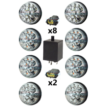 Land Rover Defender Clear 73mm LED Lamp/Light Upgrade Kit RDX As Wipac DA1191
